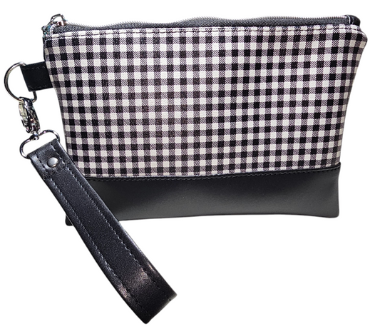 Black/White Plaid Wristlet