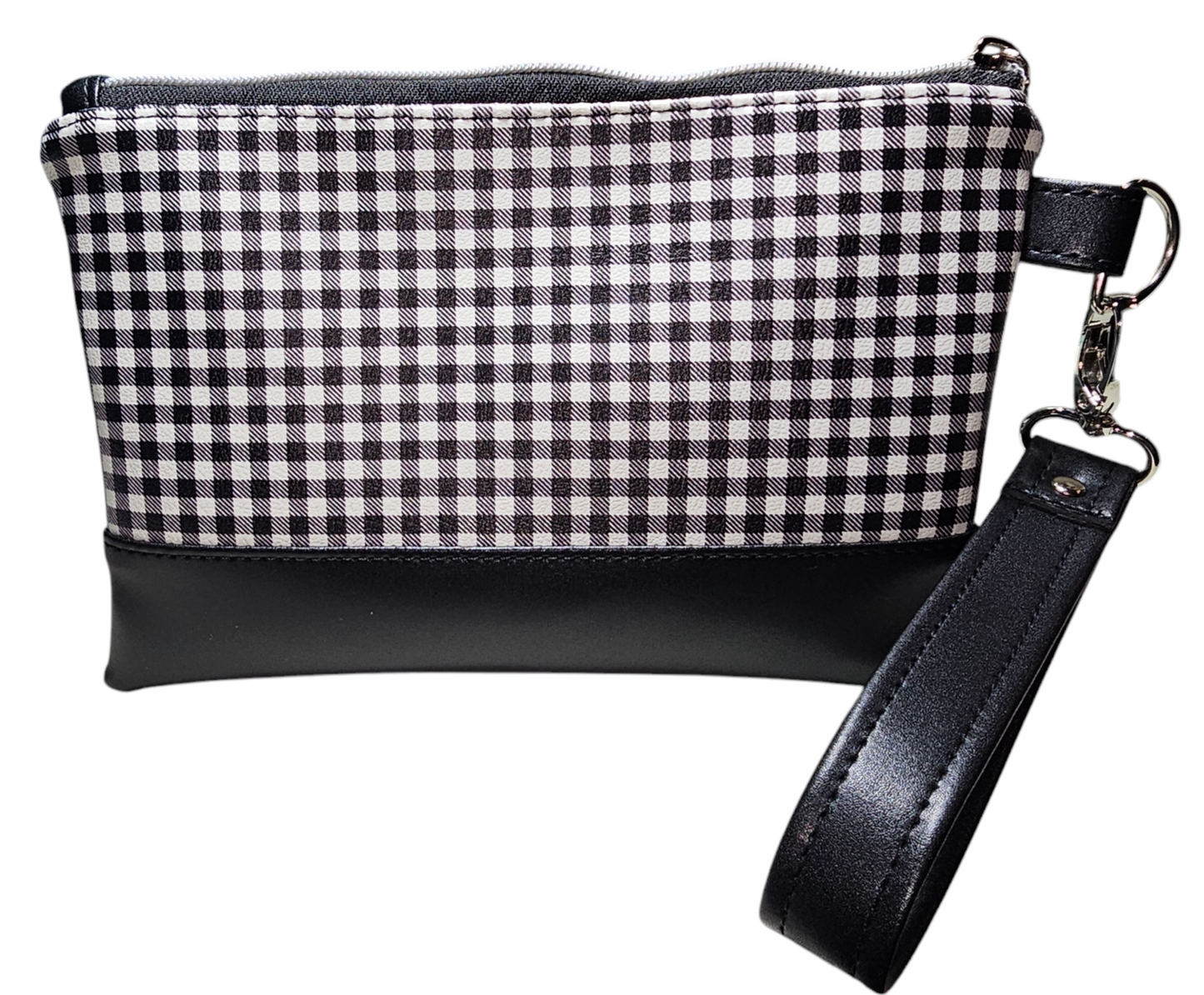 Black/White Plaid Wristlet